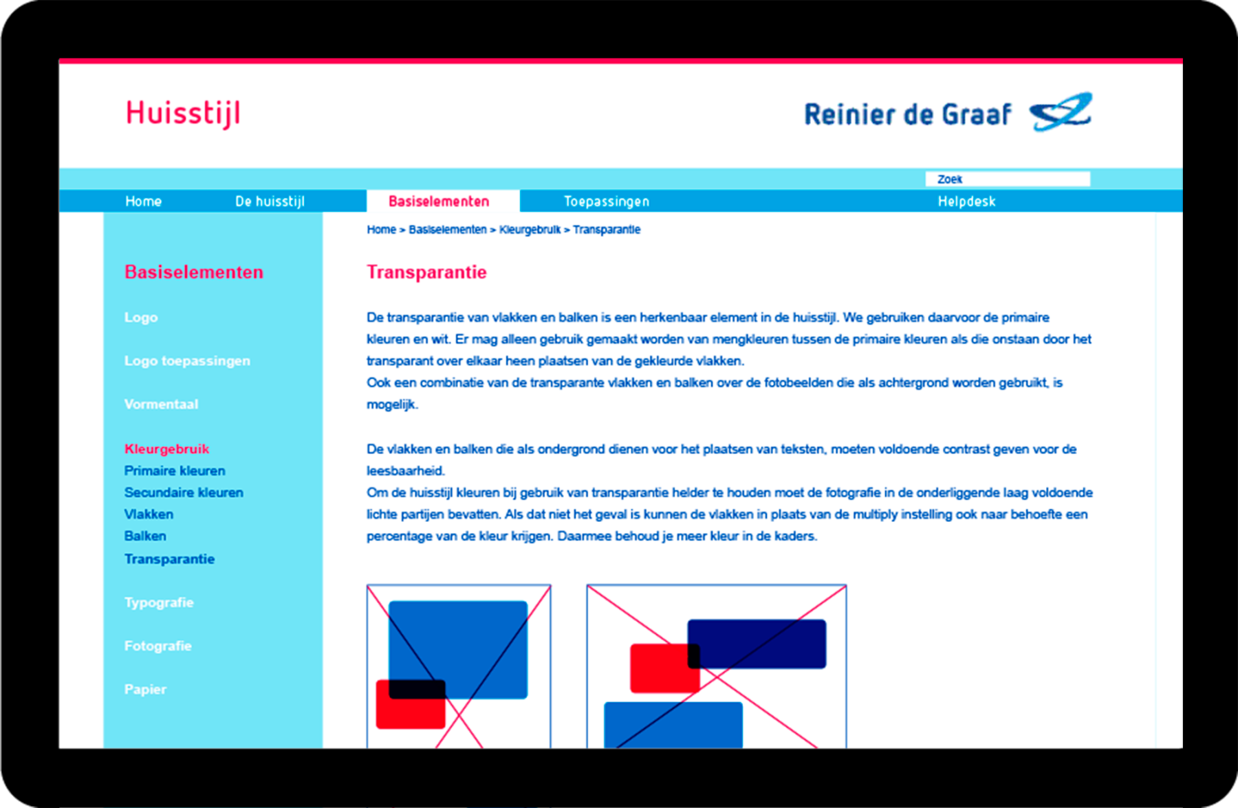Reinier de Graaf, huisstijl, huisstijlhandleiding online